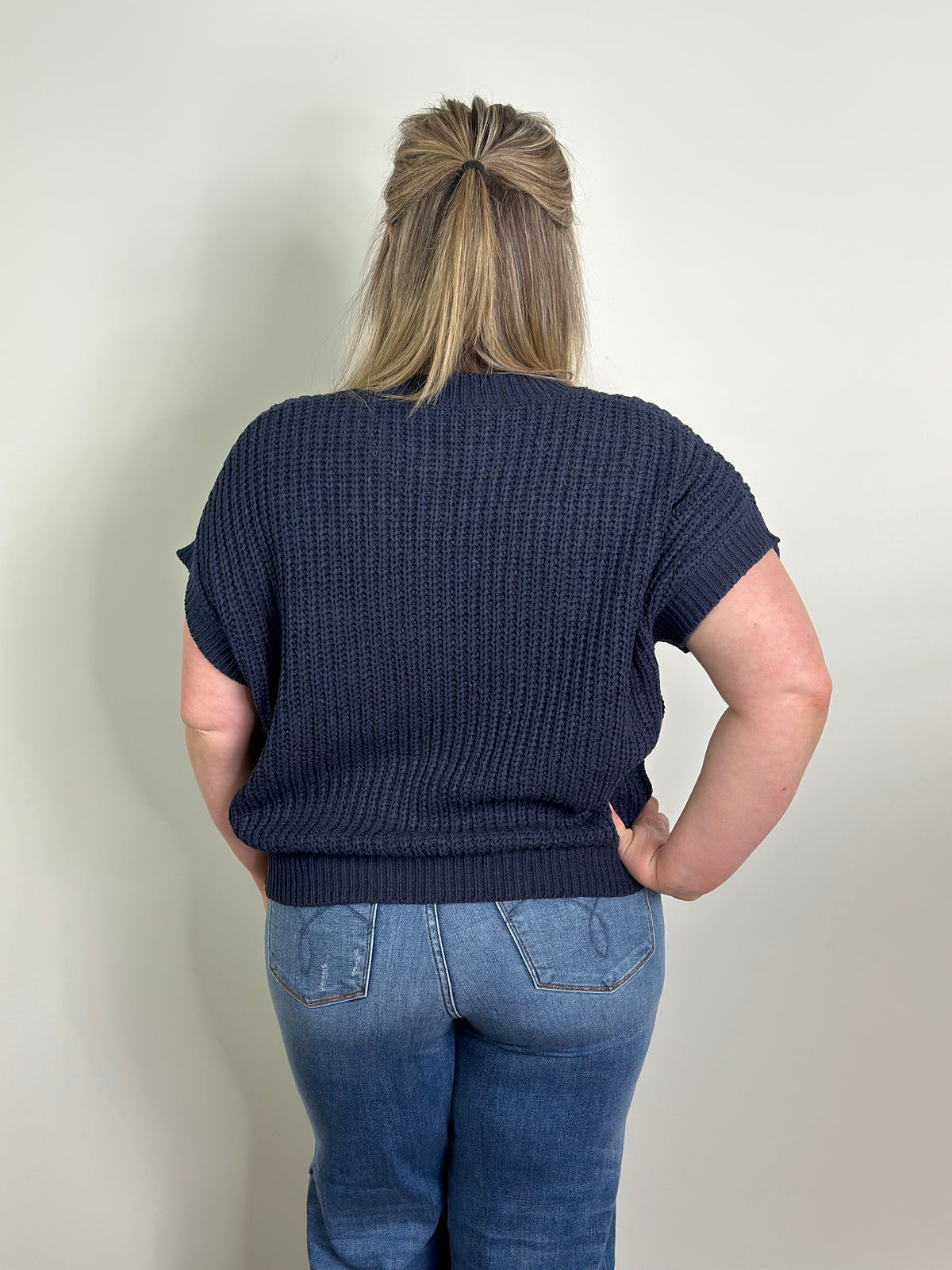 Navy Drop Shoulder Sweater Vest