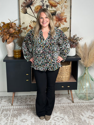 Front Button Multicolor Printed Blouse - FINAL SALE