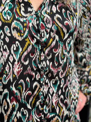 Front Button Multicolor Printed Blouse - FINAL SALE