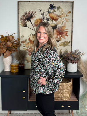 Front Button Multicolor Printed Blouse - FINAL SALE