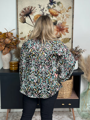 Front Button Multicolor Printed Blouse - FINAL SALE