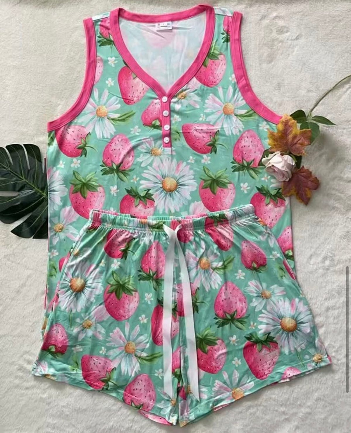 Buttery Shirley Tank/Short Set - Strawberry (Small - 3X)