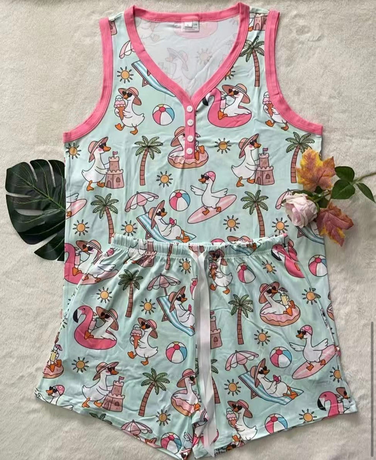 Buttery Shirley Tank/Short Set - Beach Day (Small - 3X)