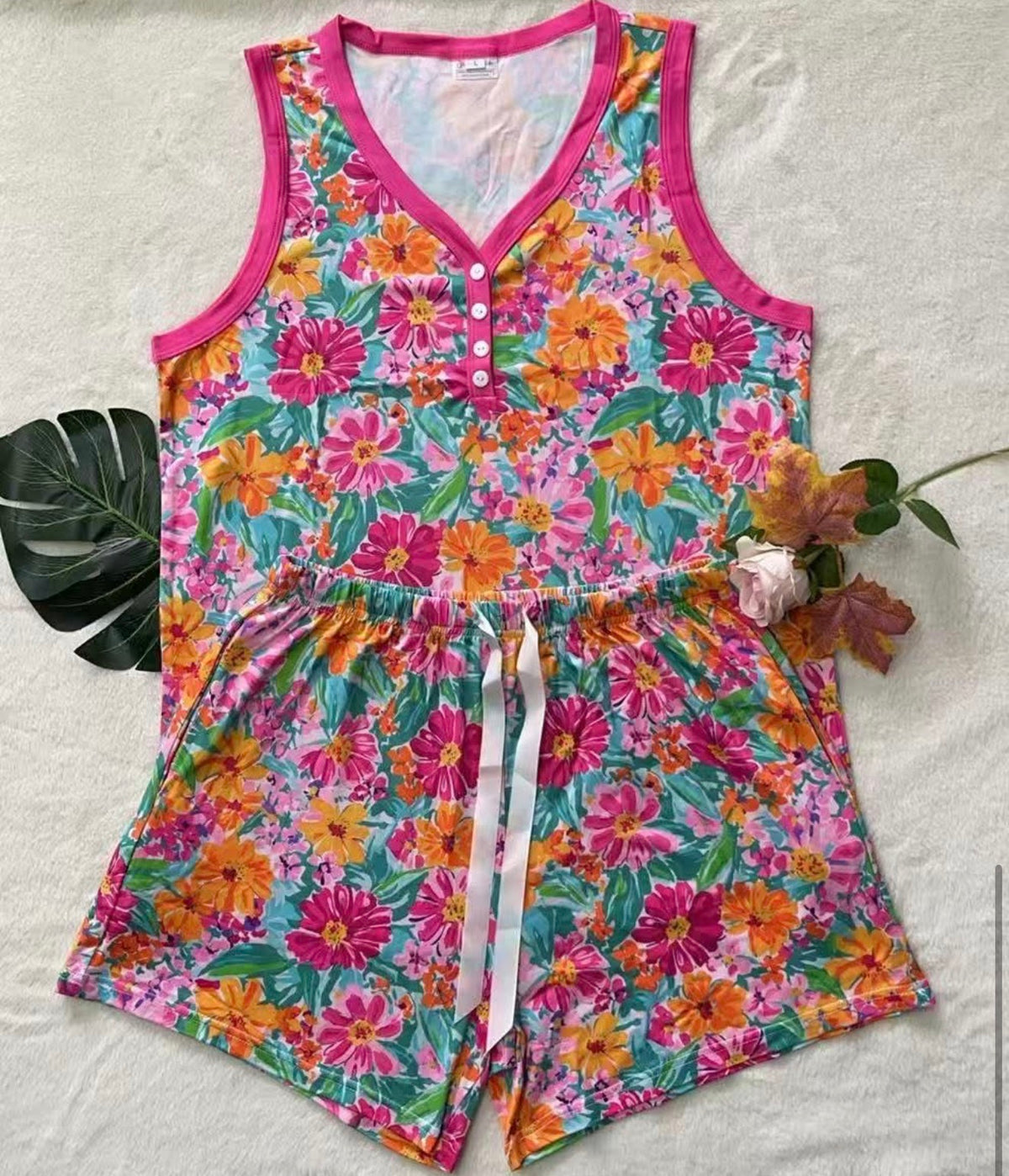 Buttery Shirley Tank/Short Set - Bright Floral  (Small - 3X)