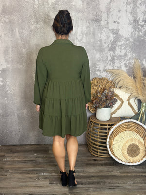 Olive Button Up Airflow Dress