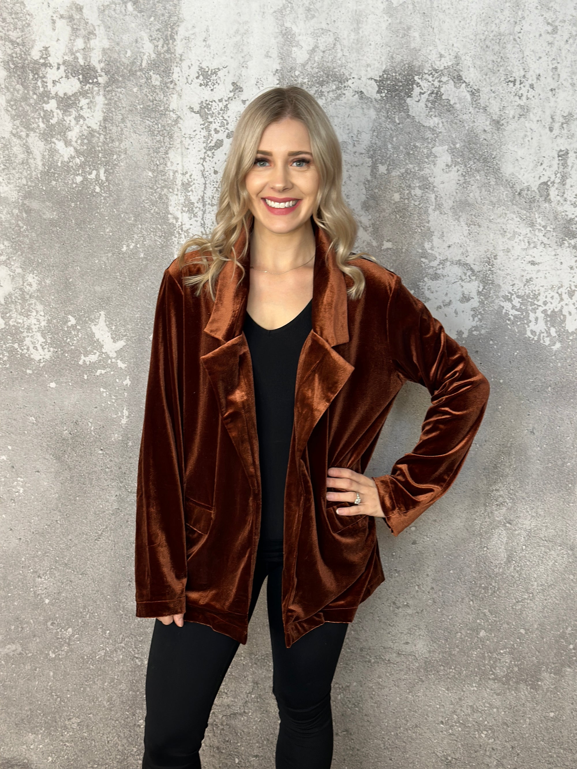 Rust Velvet Blazer- LAST ONE SMALL