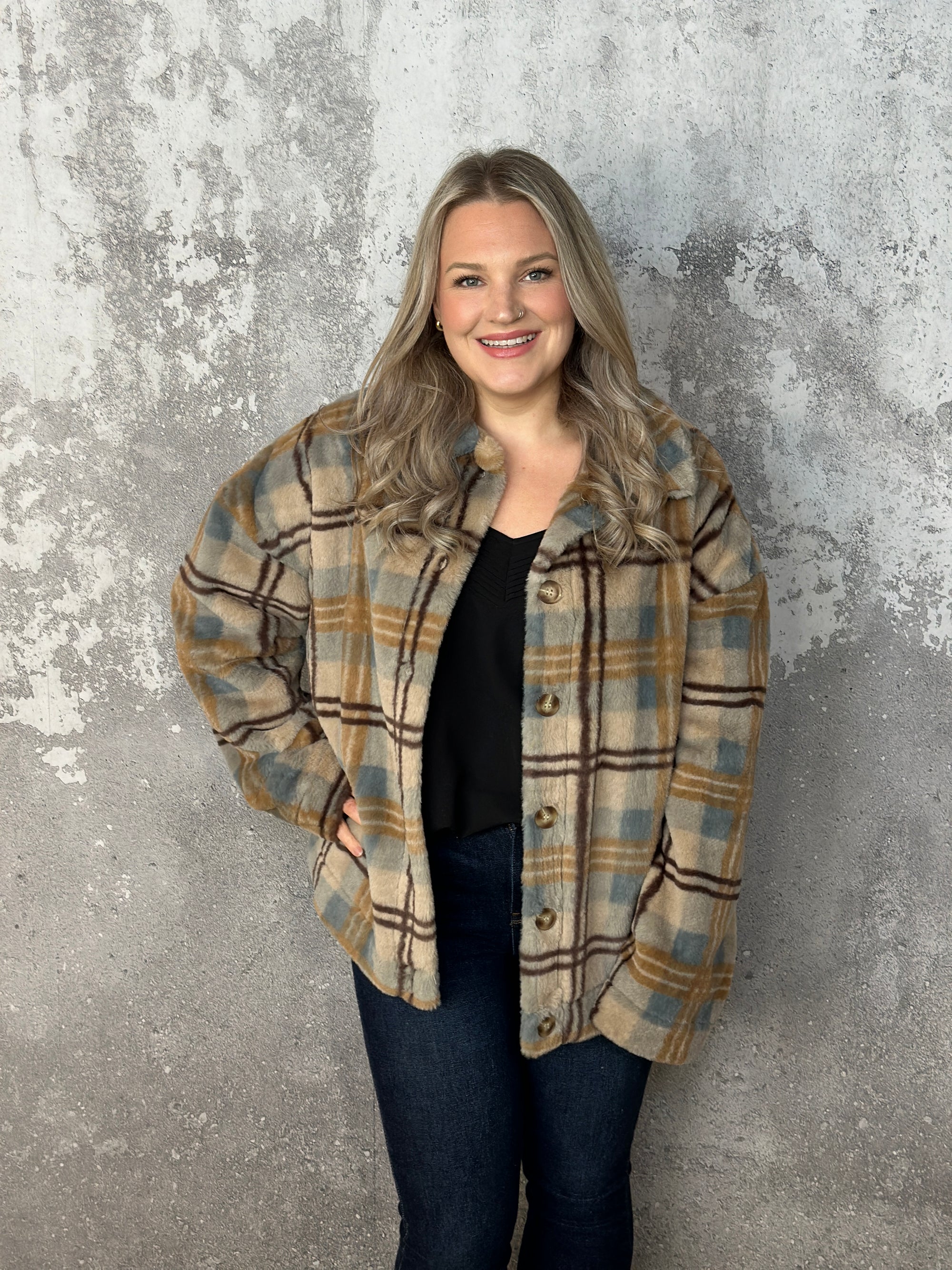 Plaid Teddy Bear Jacket