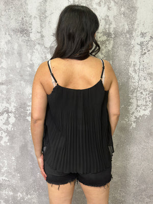 Perfectly Pleated Tank - Black (Small - 3X) *NEW COLOR