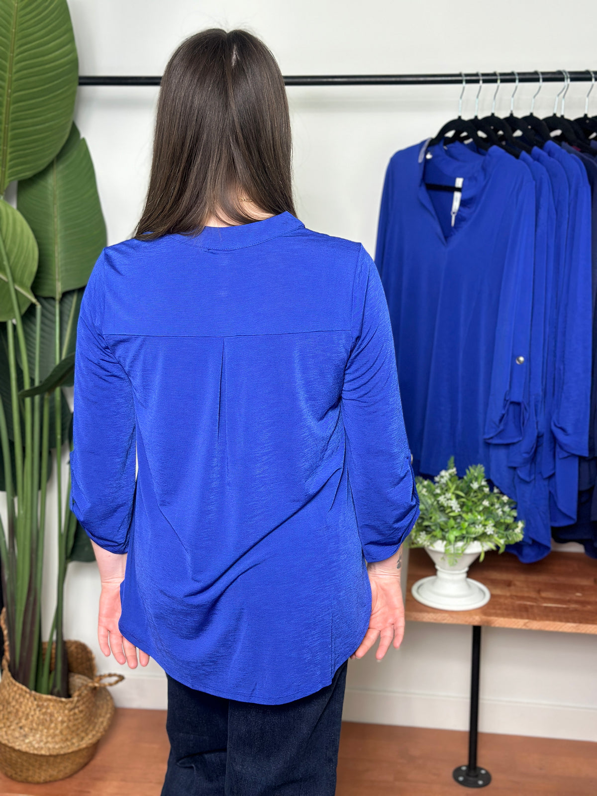 The Solid Wrinkle Free Lizzie Top - Blue (Small - 3X)