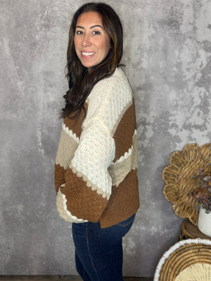 Camel/Taupe Colorblock Sweater (Small - 3X)
