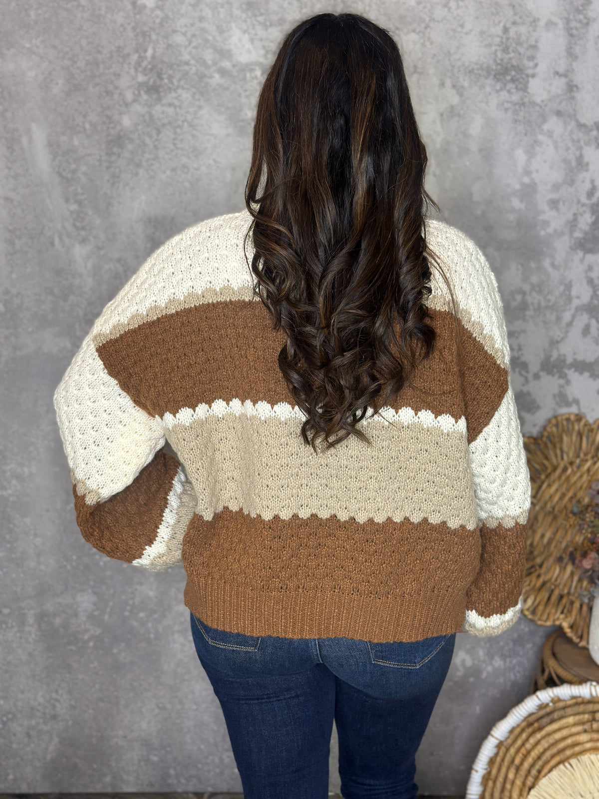 Camel/Taupe Colorblock Sweater (Small - 3X)