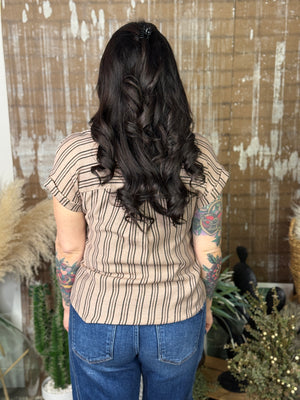 Mocha Stripe Short Sleeve Top (Small - 3X)