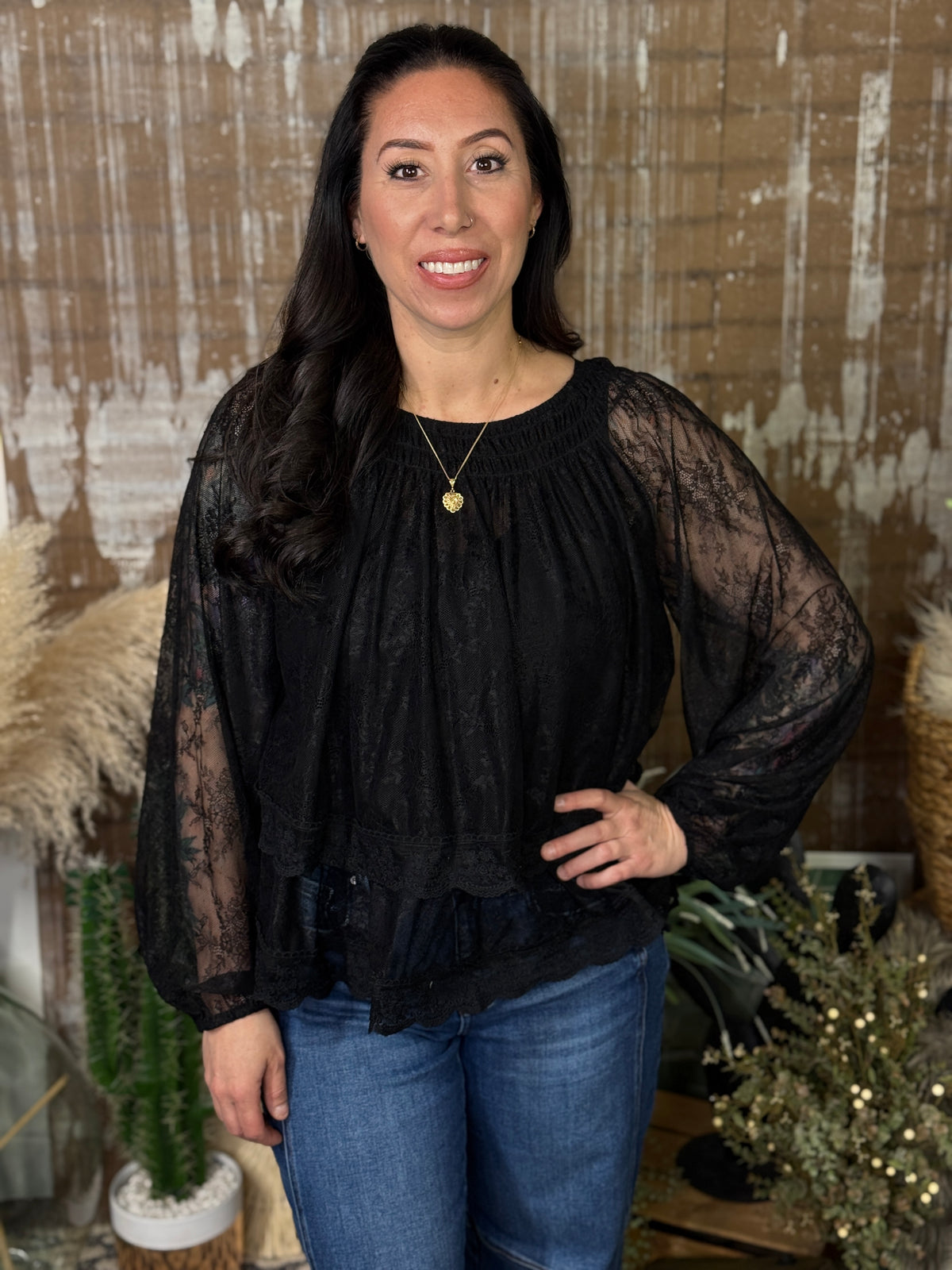Lace Long Sleeve with Front Tie