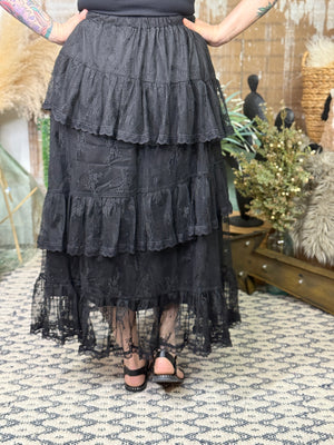 Black Tiered Lace Skirt
