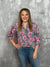 The Wrinkle Free Lizzie Top - Grey/Pink Floral  (Small - 3X) *NEW