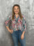 The Wrinkle Free Lizzie Top - Grey and Multi Floral Abstract (Small - 3X) *NEW