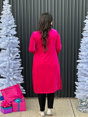 Pink Velvet Duster Coat - (XSmall - 3X) - BESTSELLER - FINAL SALE