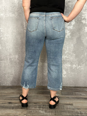 Judy Blue Black Button Fly Wide Leg Crop Jean (sizes 0/24-24W)
