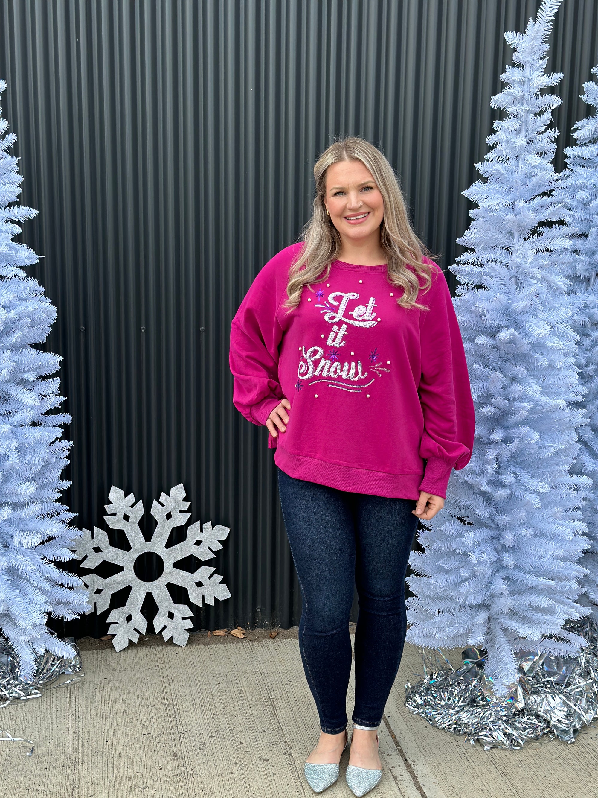 Let It Snow Pearl Detail Sweatshirt