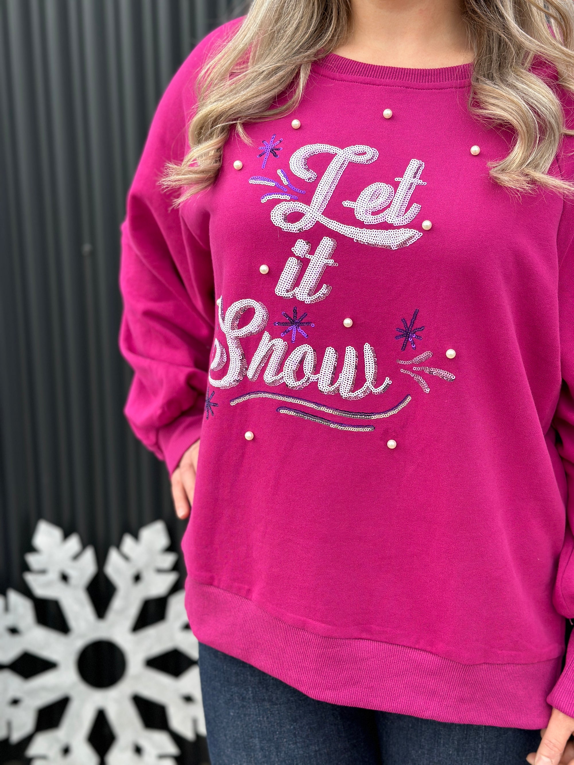 Let It Snow Pearl Detail Sweatshirt