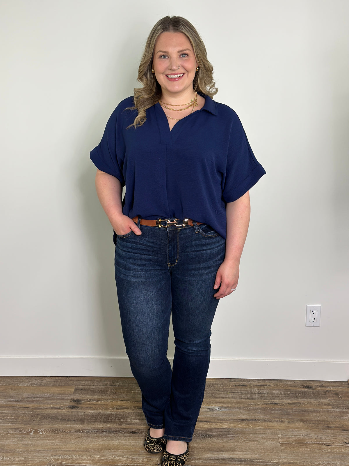 Short Sleeve Airflow Top  - Navy