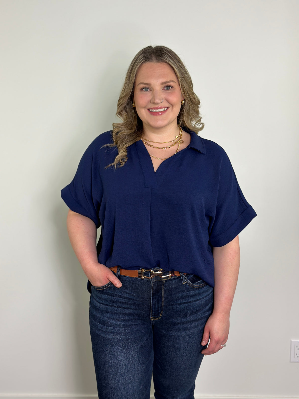 Short Sleeve Airflow Top  - Navy