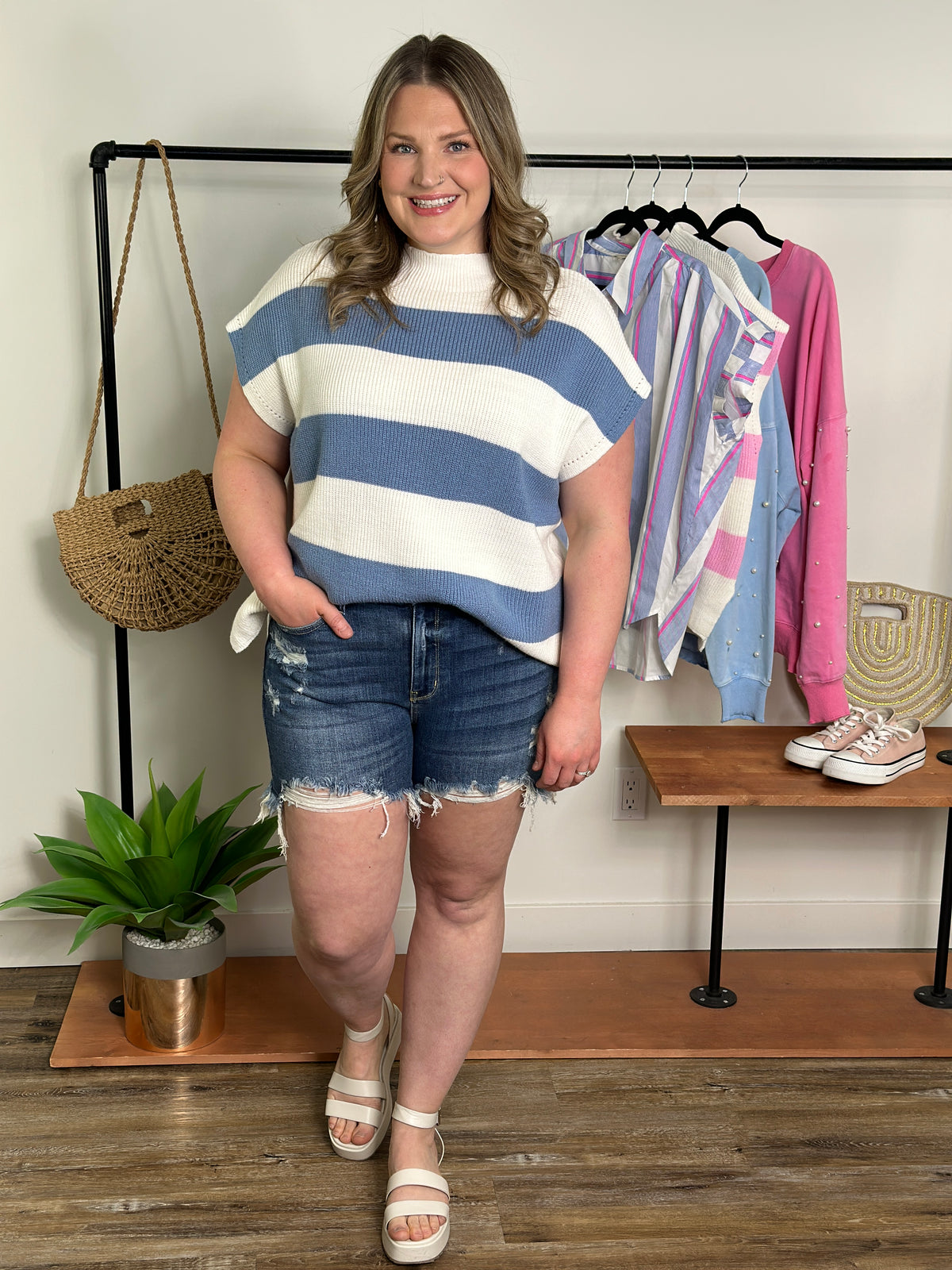 Stripe Sweater Vest - Blue