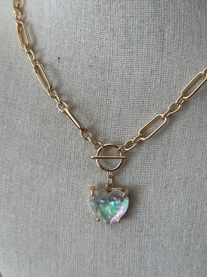Heart on Fire Necklace - Iridescent