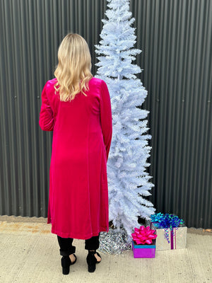 Pink Velvet Duster Coat - (XSmall - 3X) - BESTSELLER - FINAL SALE