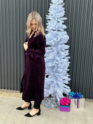 Purple Velvet Duster Coat -  Purple (XSmall - 3X)  BESTSELLER - FINAL SALE