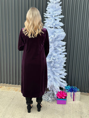 Purple Velvet Duster Coat -  Purple (XSmall - 3X)  BESTSELLER - FINAL SALE