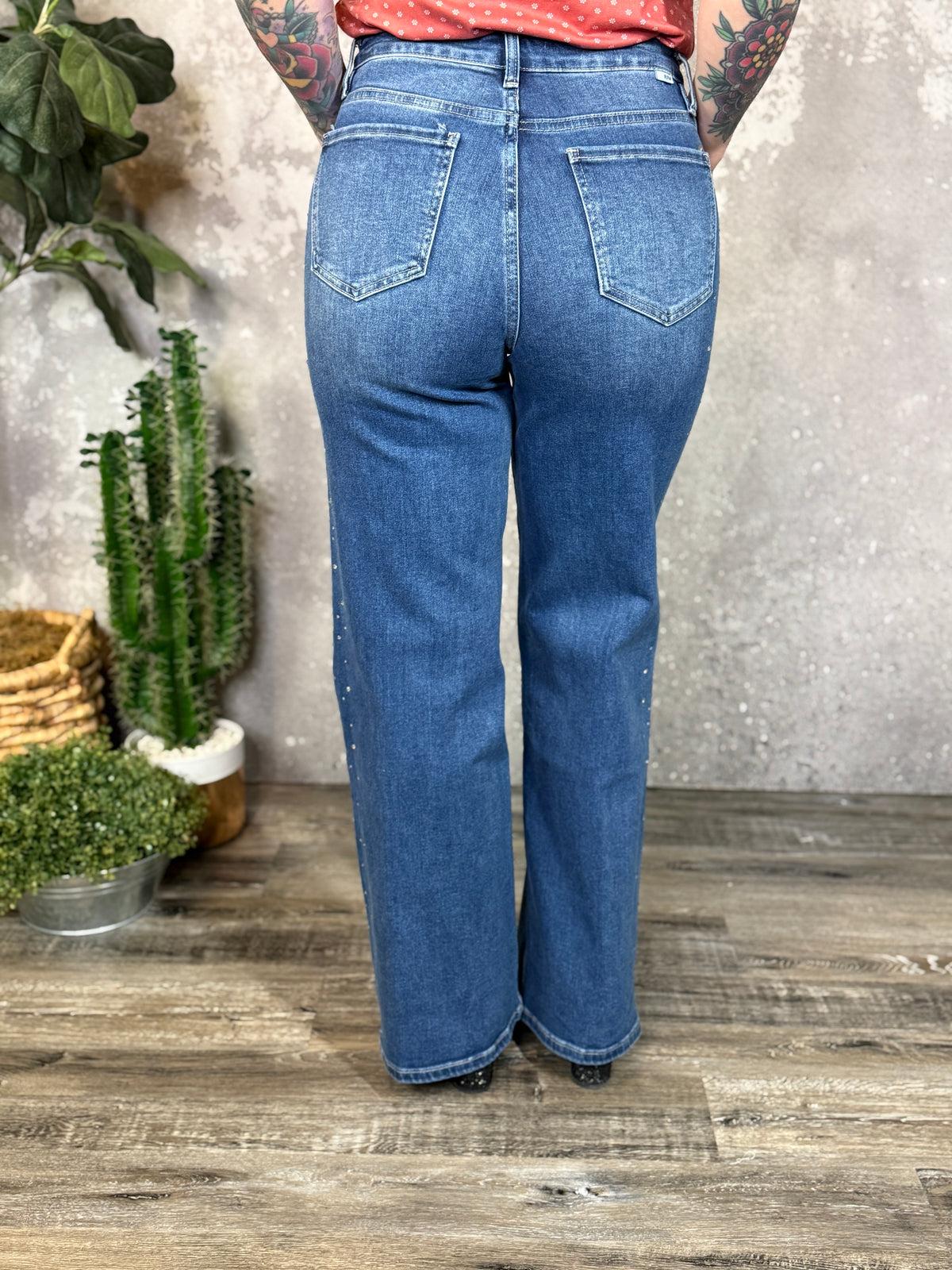 RFM Rhinestone Wide Leg Jean (sizes 24-24W)