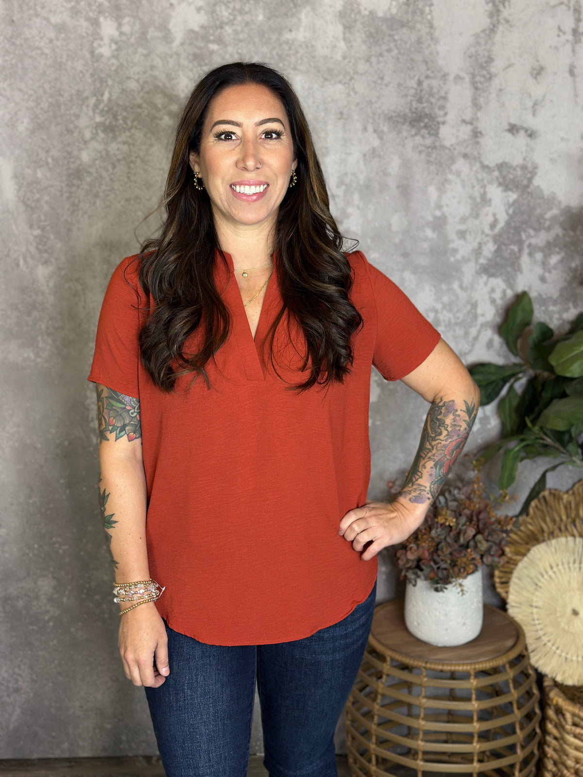 Short Sleeve Annie Airflow Top - Rust   (Small - 2X)