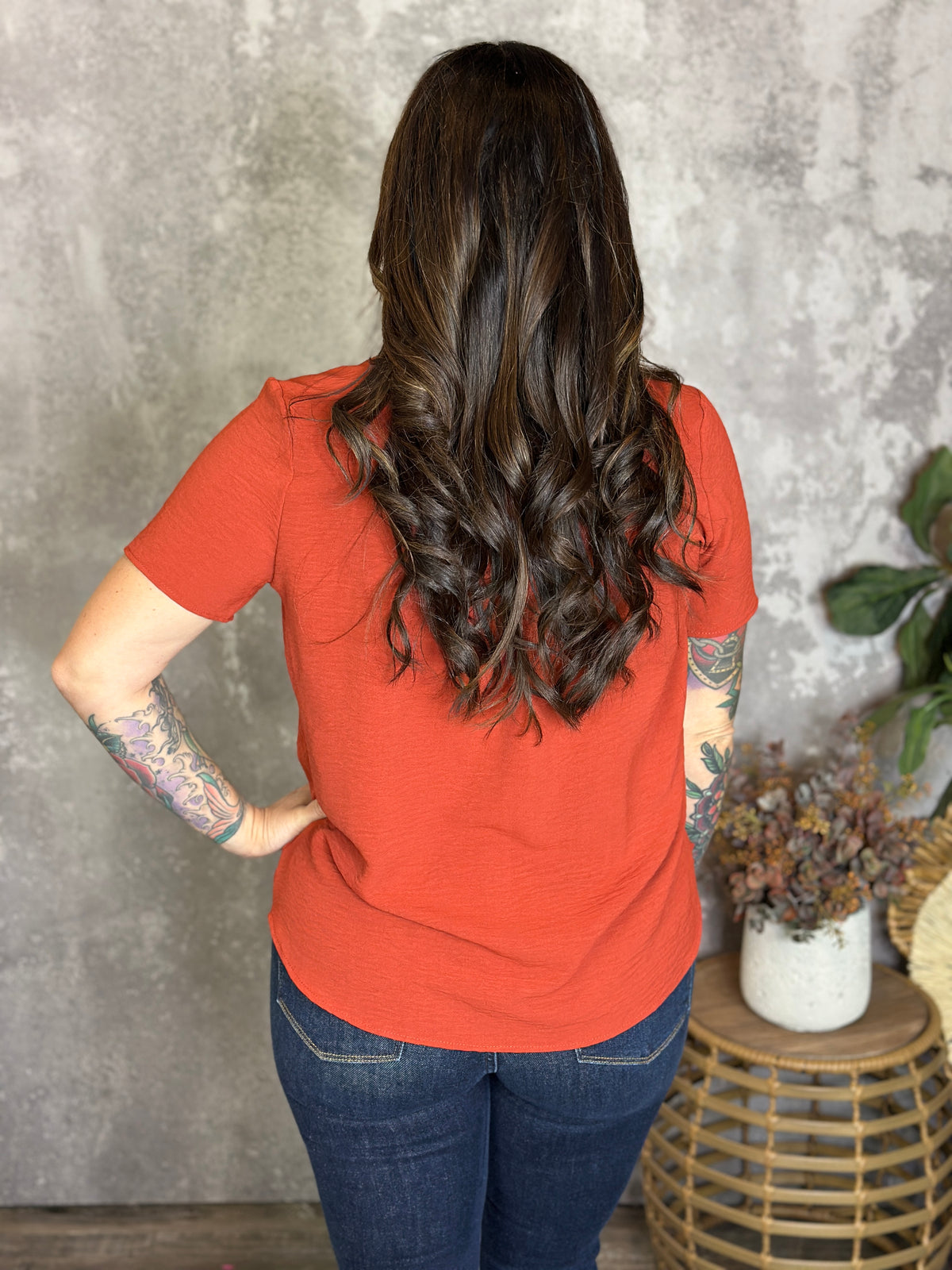 Short Sleeve Annie Airflow Top - Rust   (Small - 2X)