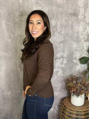 Roundneck Front Seam Stacey Sweater - Brown