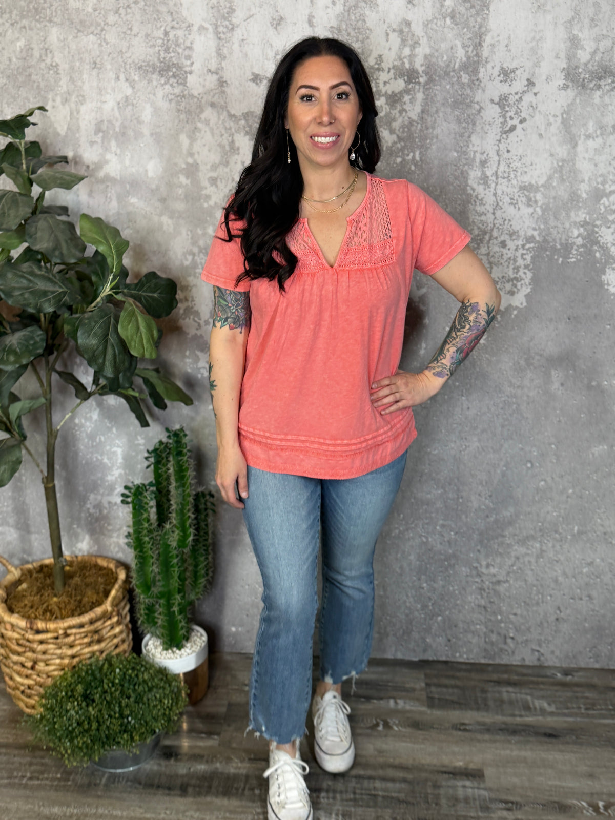 Coral Cotton Tee