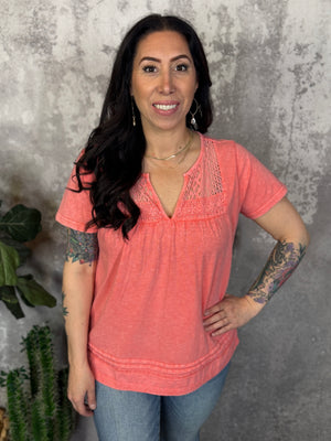 Coral Cotton Tee