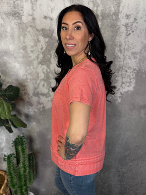 Coral Cotton Tee
