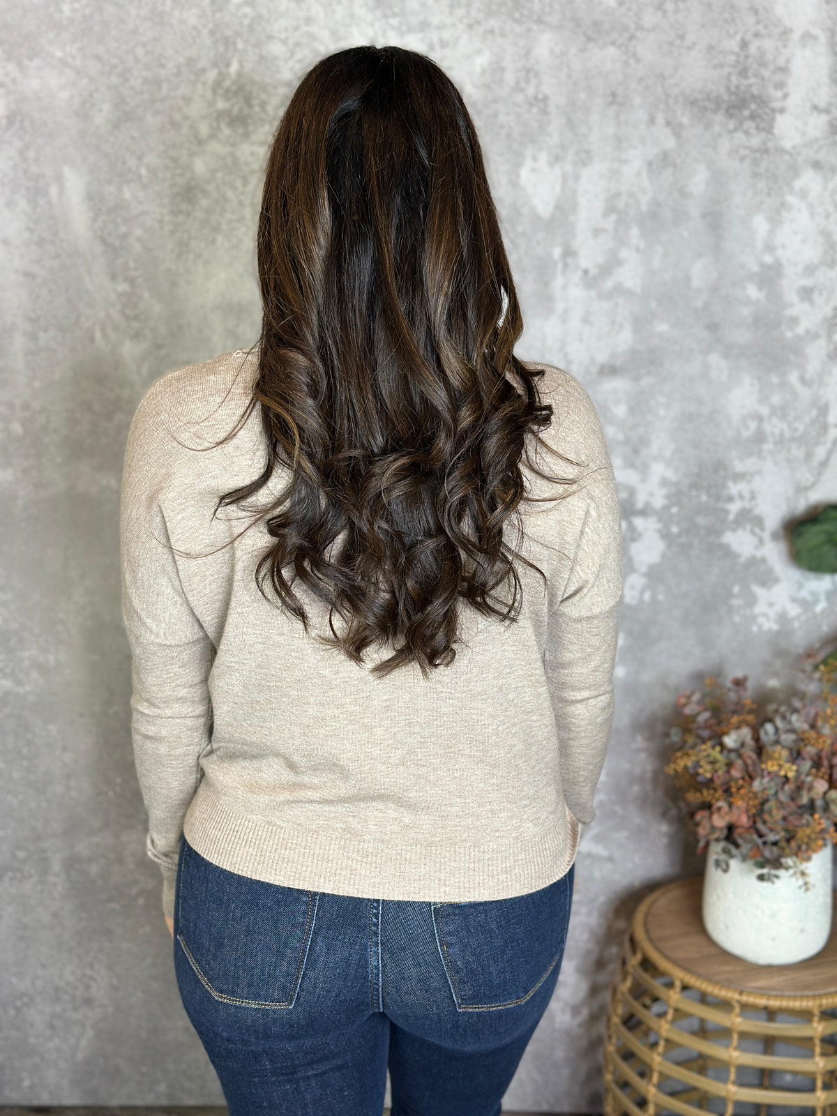 Roundneck Front Seam Stacey Sweater - Mocha