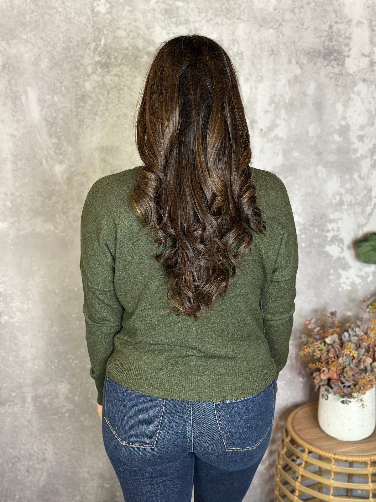 Roundneck Front Seam Stacey Sweater - Olive