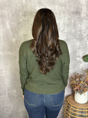 Roundneck Front Seam Stacey Sweater - Olive