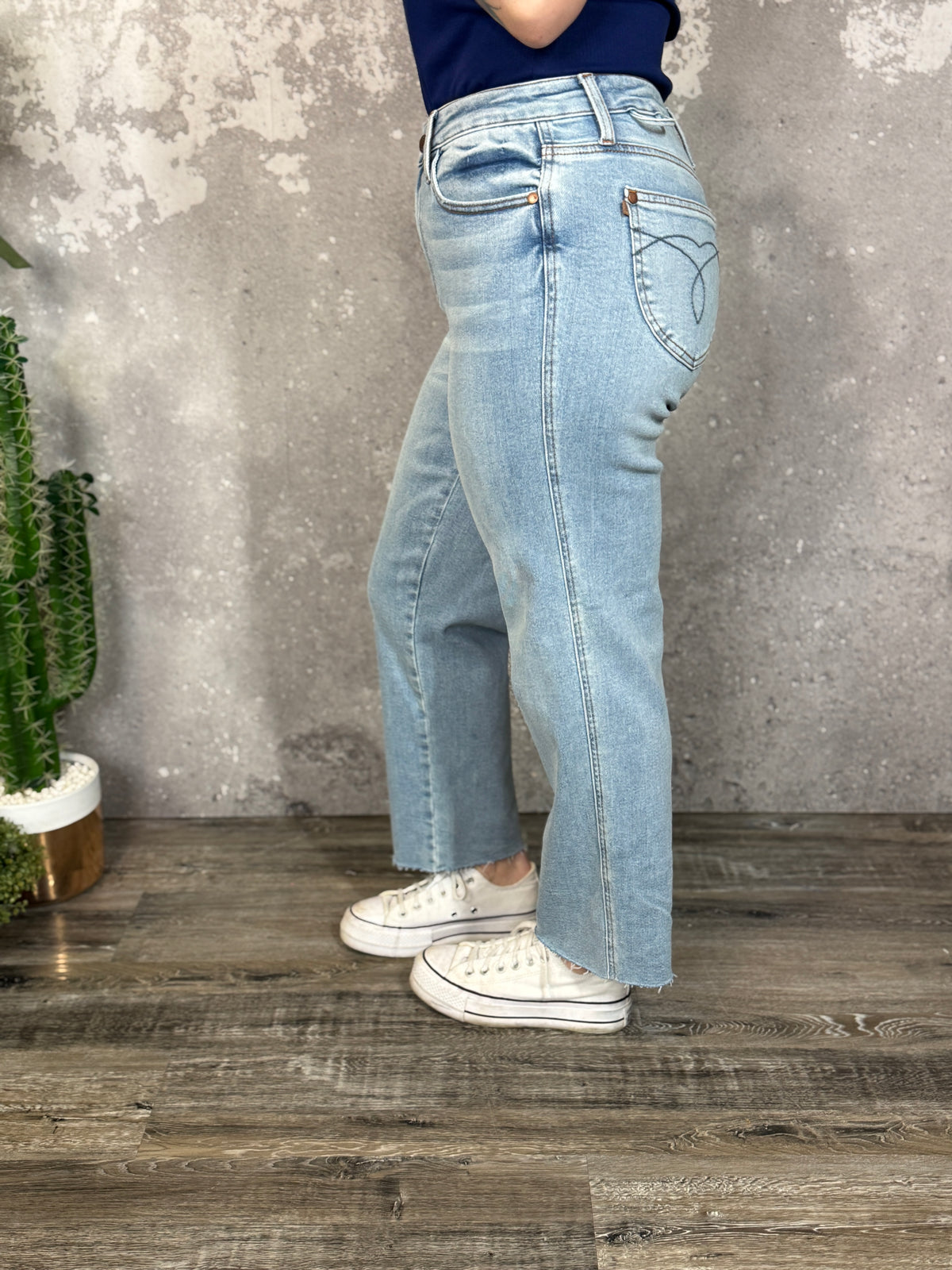 Judy Blue Medium Rise Straight Leg Crop with Bandana Loop (sizes 0/24-22W)