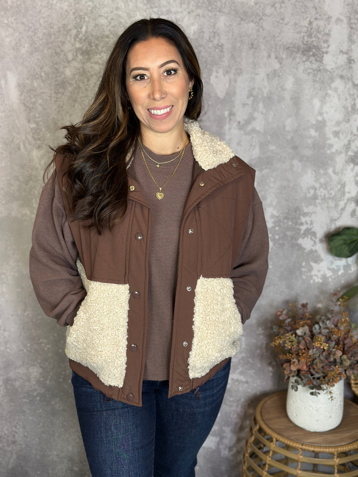 Chocolate/Sherpa Vest