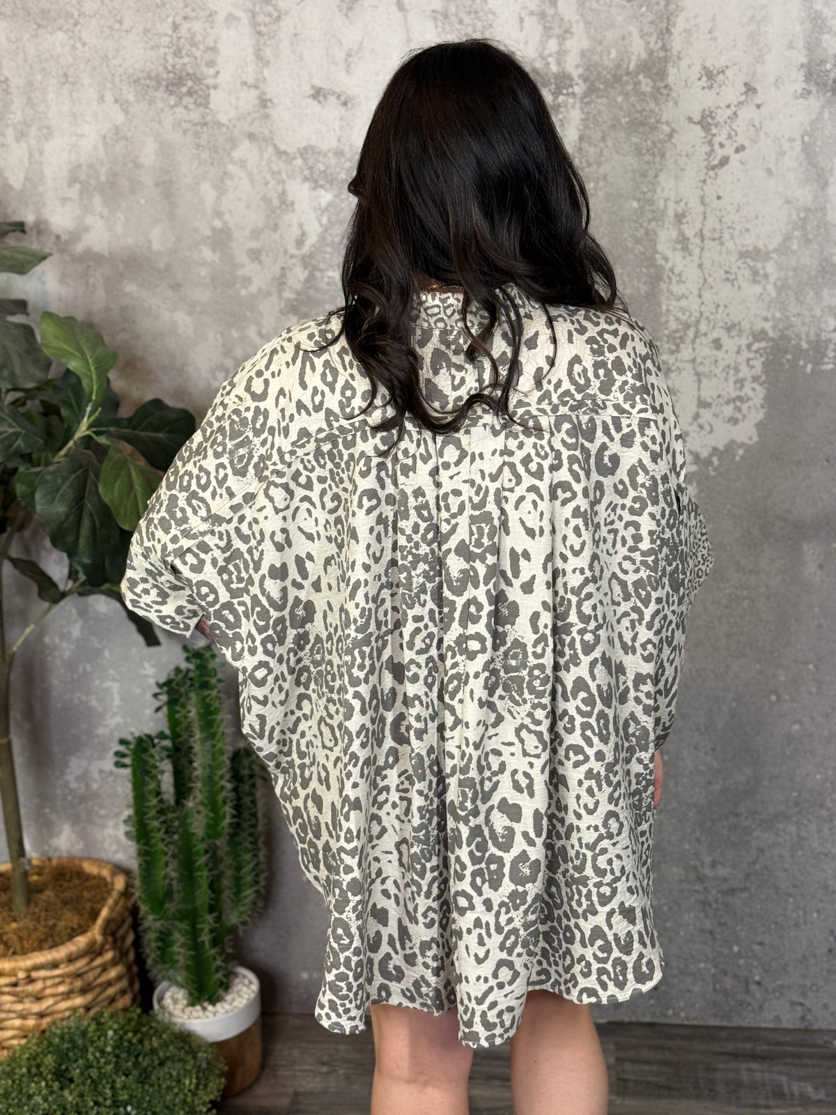 Taupe Leopard Blouse (Small - 3X)