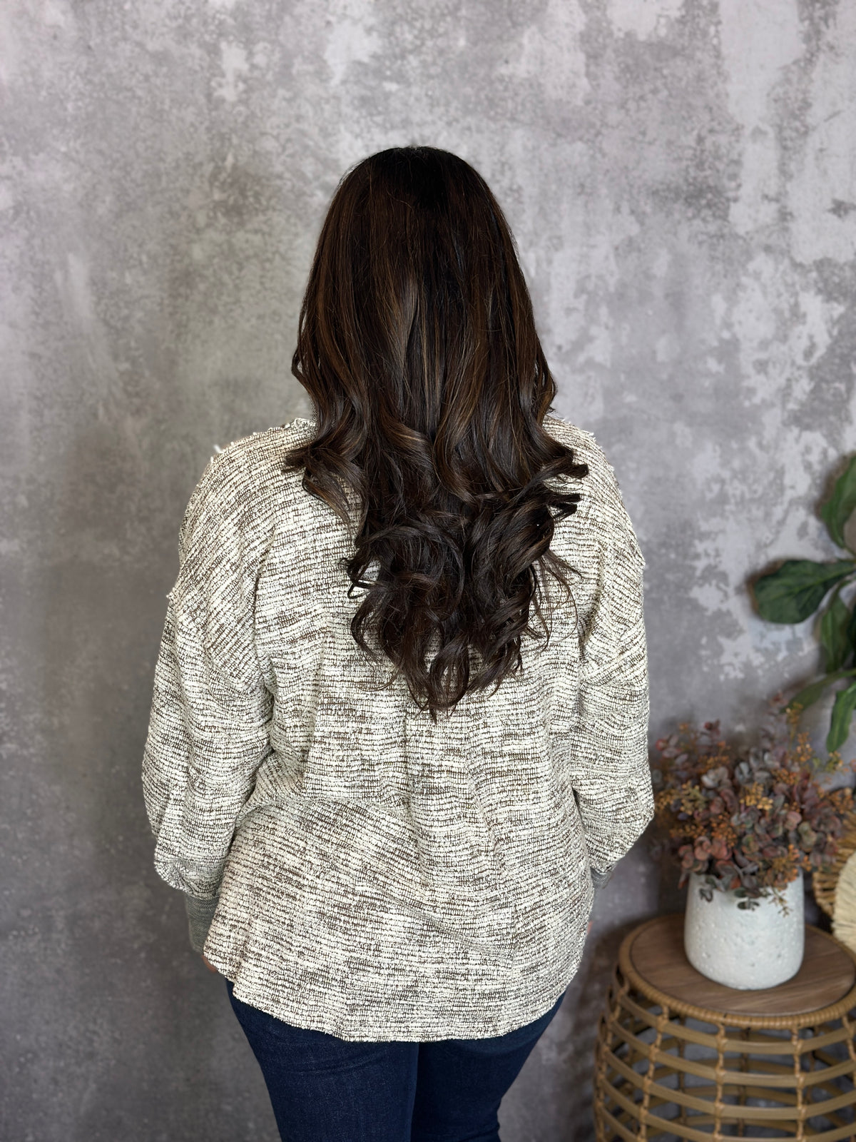 Textured Collared Top  (Small - 3X)