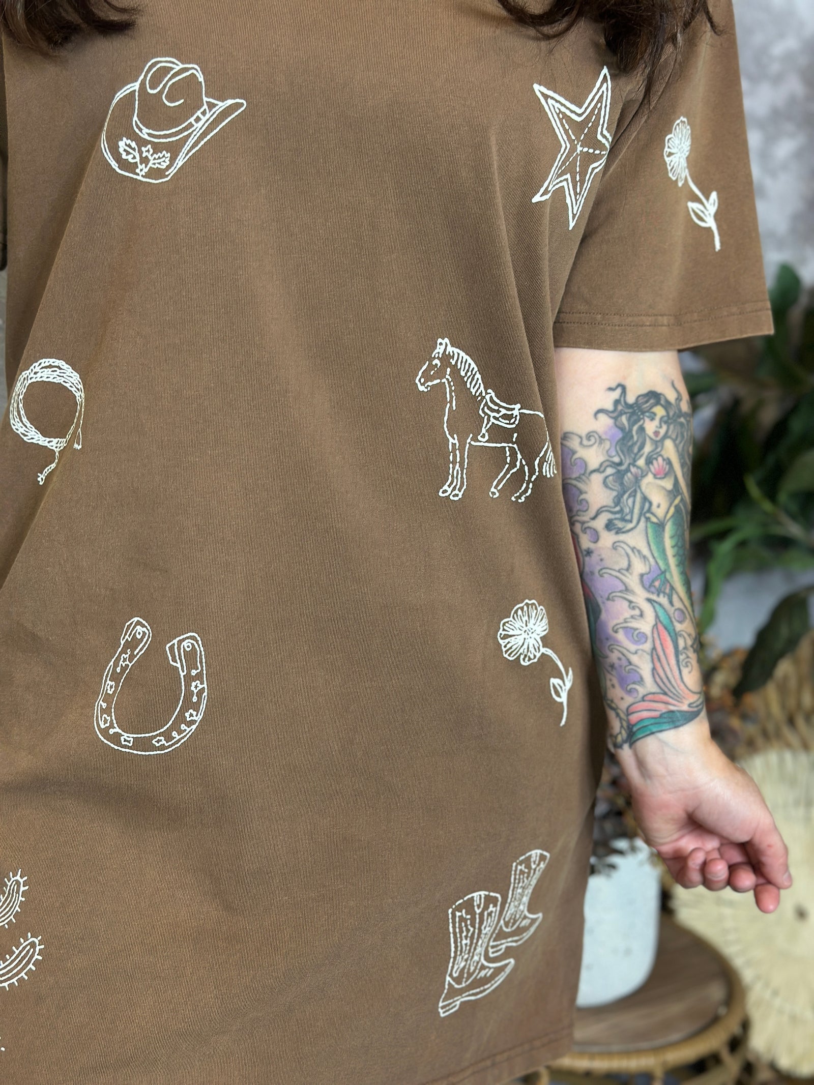 Embroidered Brown Western Tshirt Dress