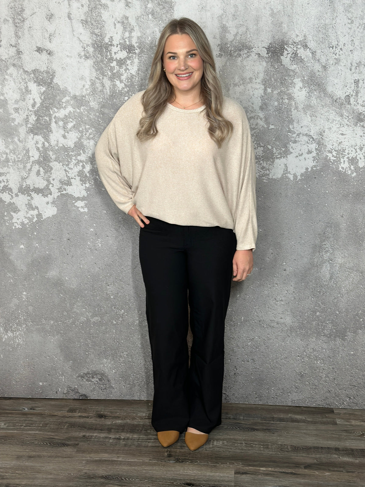 Hyperstretch Colored Wide Leg Mid rise Pant - Black - FINAL SALE