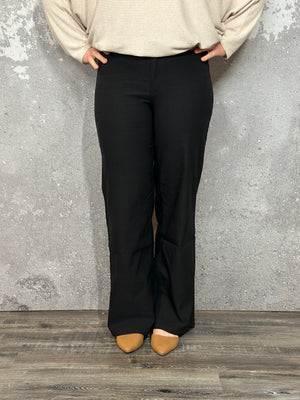 Hyperstretch Colored Wide Leg Mid rise Pant - Black