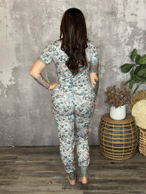 Buttery Shirley Lounge Sets - Sage Floral - (Small - 3X)