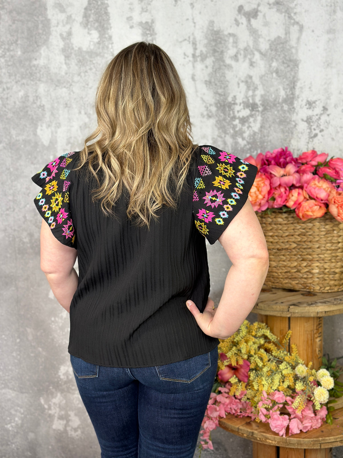 Statement Aztec sleeve Top   (Small - 3X) - FINAL SALE
